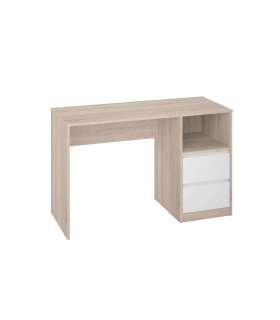 Table d'étude 2 tiroirs finition chêne/blanc 75 cm(hauteur)120