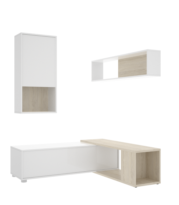 DKIT Conjuntos salon Mueble salón Escañuela flexible en blanco