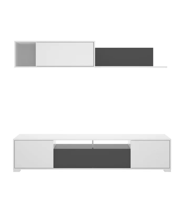 Conjunto mueble salón TV blanco y grafito 180x200 cm