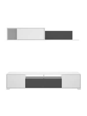 Conjunto mueble salón TV blanco y grafito 180x200 cm
