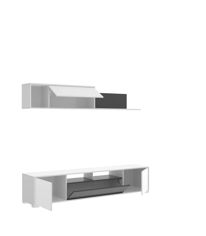 Conjunto mueble salón TV blanco y grafito 180x200 cm