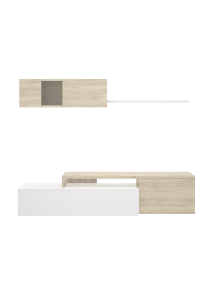 Conjunto de salón Higuera: Blanco Brillo/Natural