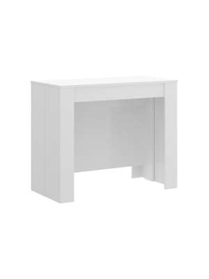 Mesa comedor extensible en blanco brillo, elegante y funcional