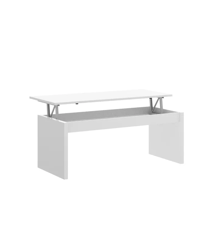 Mesa de centro elevable blanca de 43 cm