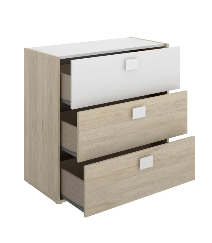 Conjunto juvenil cama 90, mesita, armario y cómoda Duna-4