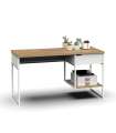 Mesa de mesa Shira branco/roble finish, 76cm (alto) 137.5cm(Ancho) 58cm (Fondo)