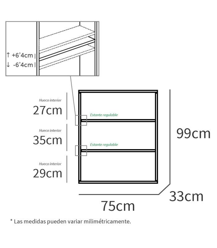 PTARCH Armarios-estanterias Estantería-4 tres estantes acabado