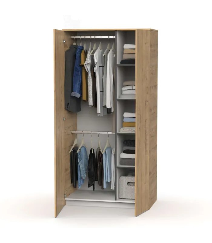 Armario ropero 2 puertas abatibles roble gold