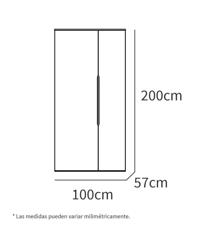 Armario ropero 2 puertas abatibles roble gold