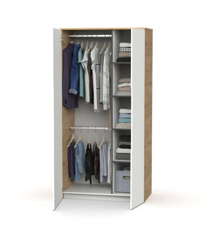 Armario ropero 2 puertas alta densidad roble gold-blanco