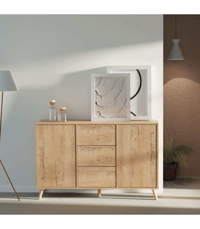 copy of Buffet Oslo en finition chêne naturel 90 cm(hauteur)140