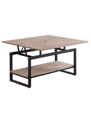 Mesa centro elevable Steve roble honey/negro 100x45-90 cm