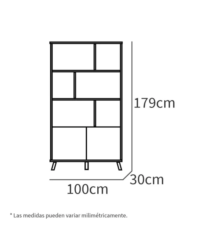 Estante Oslo em carvalho, 180x100x30cm, design moderno.