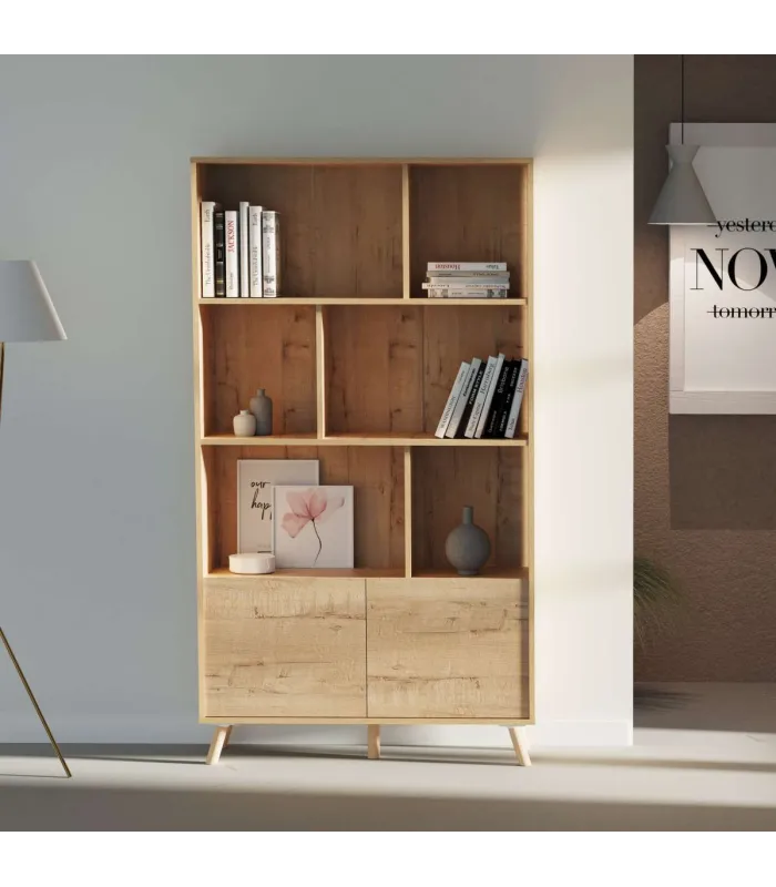 Estante Oslo em carvalho, 180x100x30cm, design moderno.