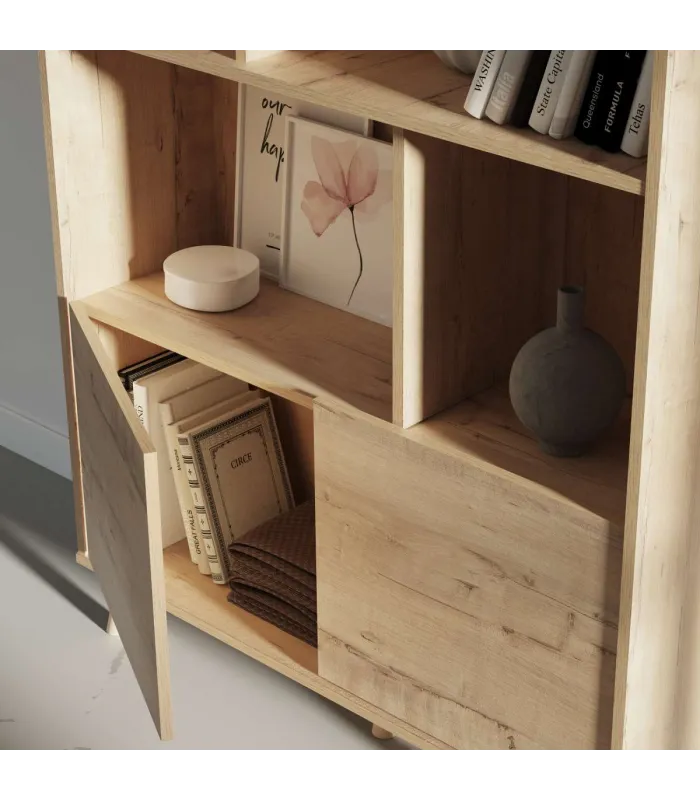Estante Oslo em carvalho, 180x100x30cm, design moderno.
