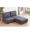 Sofá modular de 2 lugares sem braços + chaise longue MOU estofado em tecido cinza, 180cm (largura) 93cm (altura) 183cm (profundi