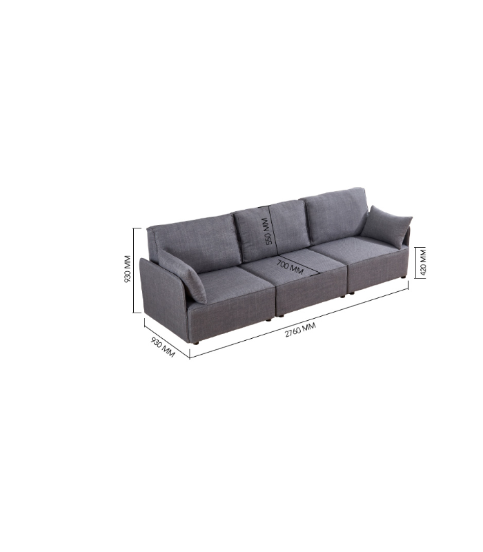 ADEC Sofas Sofá modular con brazos 3 plazas MOU tapizado en