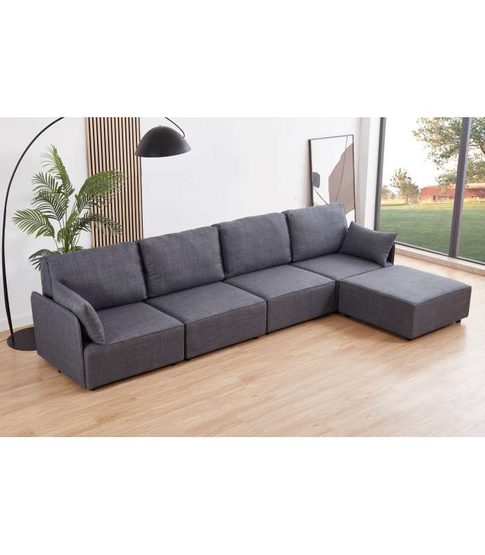 ADEC Sofas Sofá modular con brazos 4 plazas + chaiselongue MOU