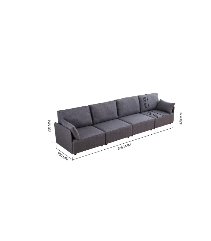 ADEC Sofas Sofá modular con brazos 4 plazas MOU tapizado en