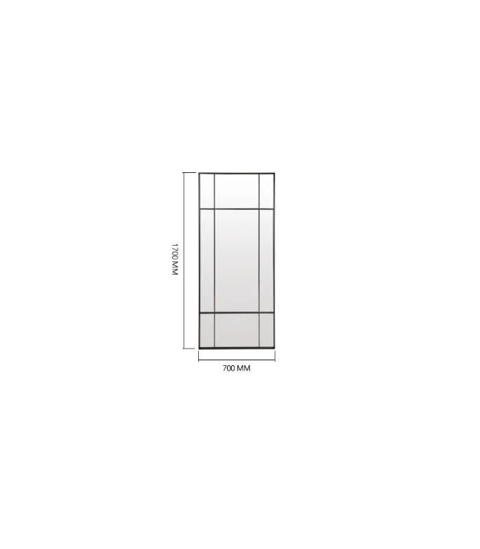 Espejo moderno ventana Orlando negro 70x170cm