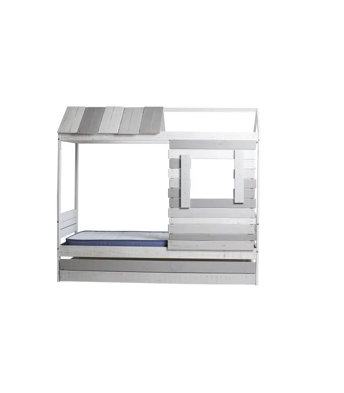 Cama tipo cabaña Lia-2, multicolor, con cajón.