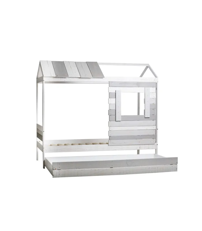 Cama tipo cabaña Lia-2, multicolor, con cajón.