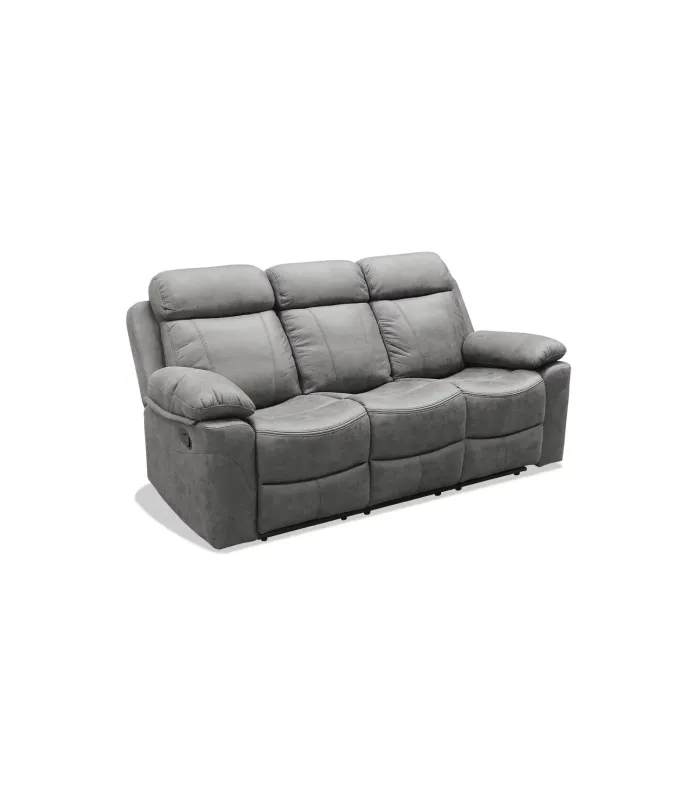 Sofá relax 3 plazas gris, elegante y cómodo