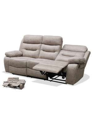 Sofá de relaxamento 3 lugares em tecido cimento