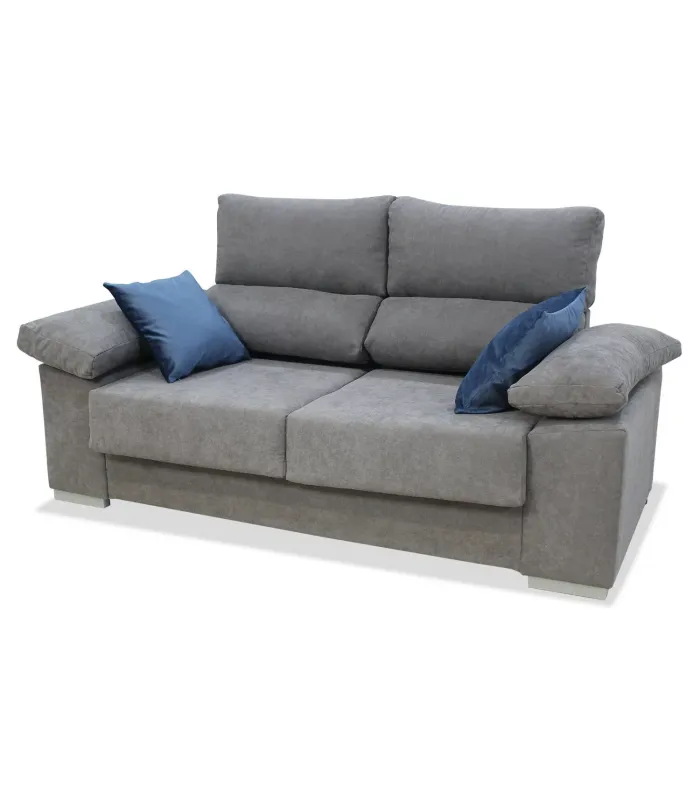 Sofá Alvaro gris, elegante y cómodo, 3 plazas