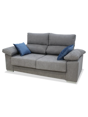 Sofá Alvaro gris, elegante y cómodo, 3 plazas