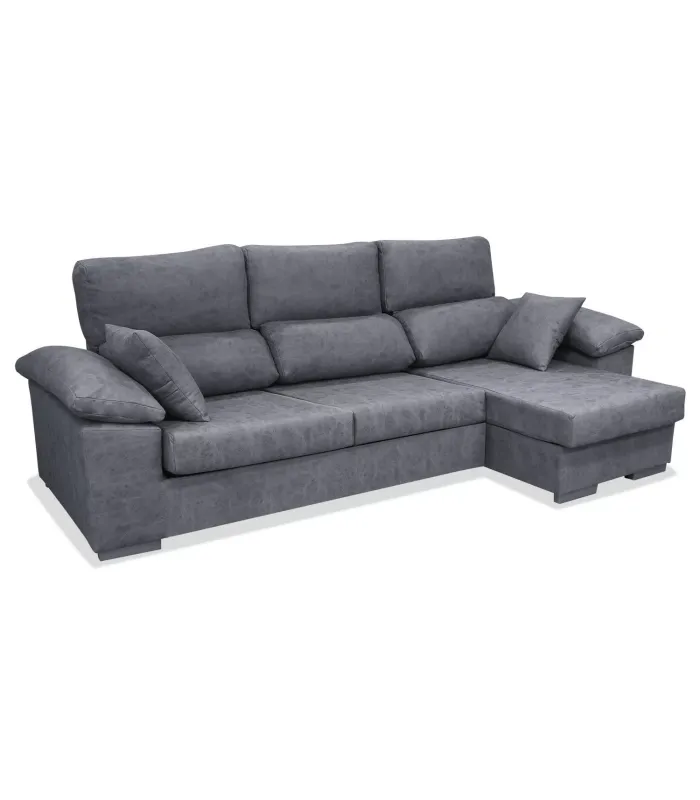 Sofá Chaiselongue Alvaro tapizado gris 265x145x98 cm
