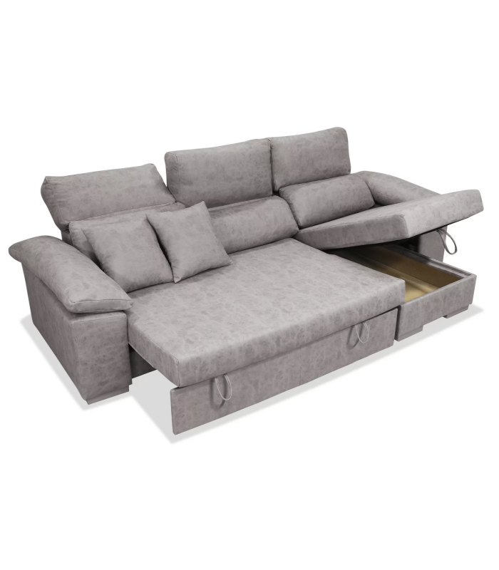 copy of Chaiselongue réversible Vida tapissée gris 276 cm