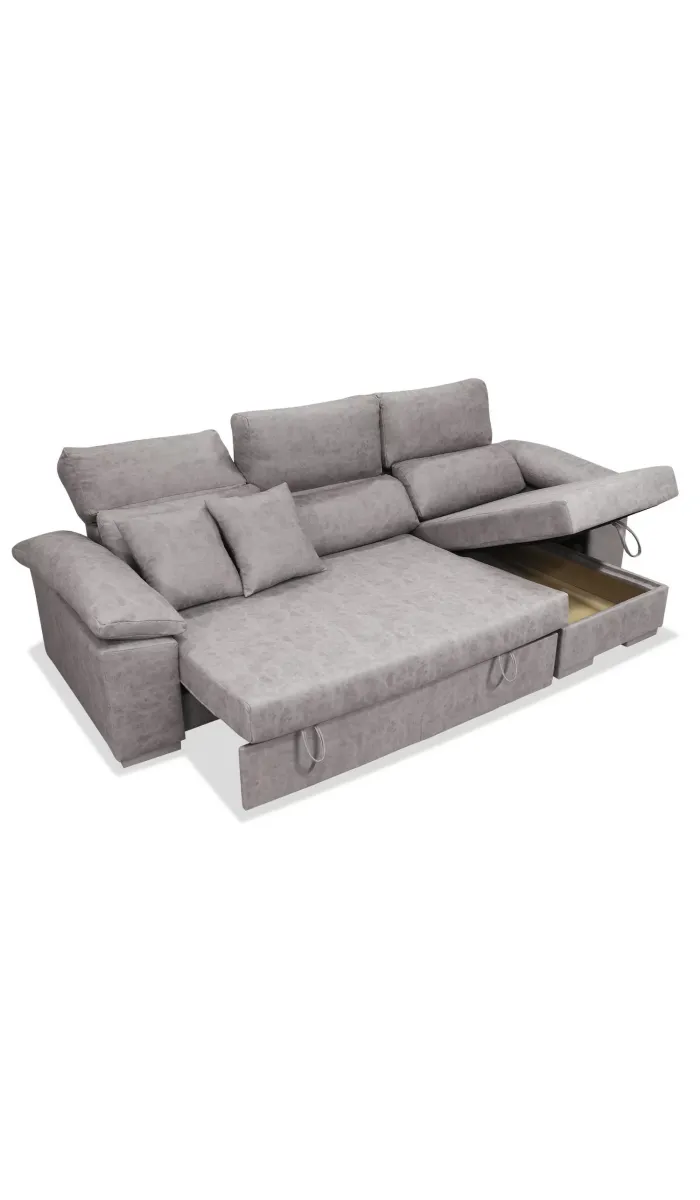 copy of Chaiselongue réversible Vida tapissée gris 276 cm