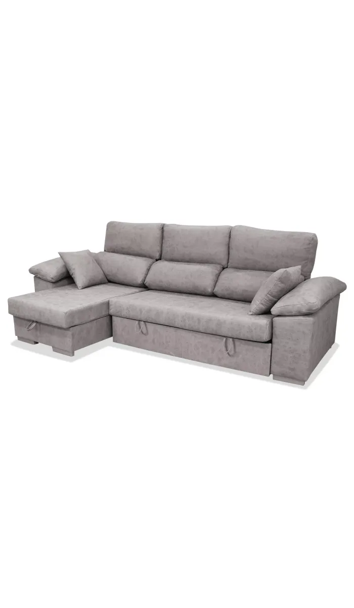 Sofá chaiselongue Alvaro tapizado en cemento
