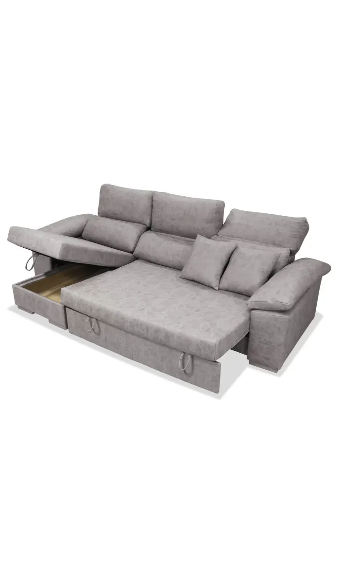 Sofá chaiselongue Alvaro tapizado en cemento
