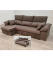 Sofá-cama chaise longue Alvaro estofado em castanho chocolate, 265cm (largura) 145cm (profundidade) 98cm (altura).