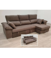 Sofá-cama chaise longue Alvaro estofado em castanho chocolate, 265cm (largura) 145cm (profundidade) 98cm (altura).