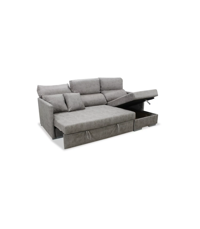 copy of Chaiselongue réversible Vida tapissée gris 276 cm