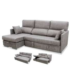 copy of Chaiselongue réversible Vida tapissée gris 276 cm