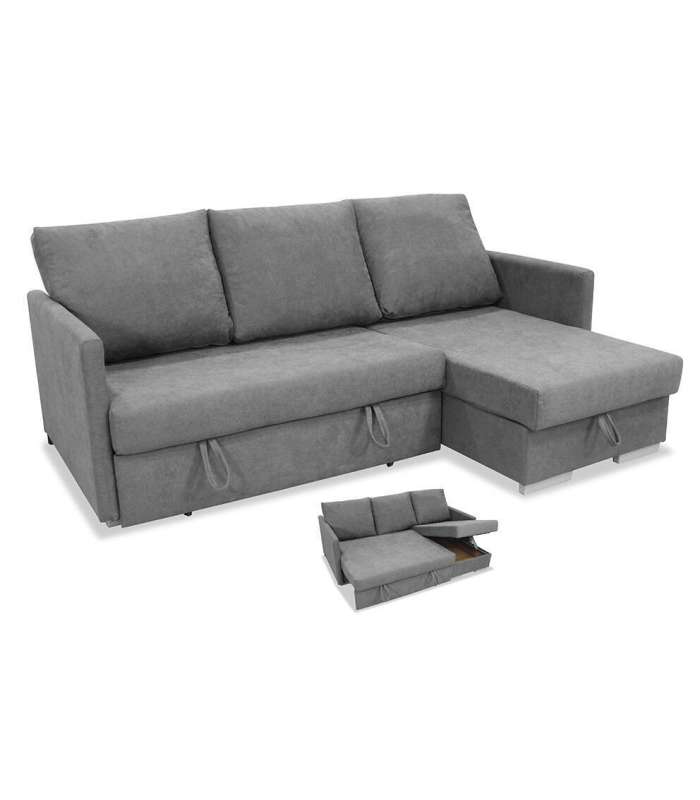 copy of Chaiselongue réversible Vida tapissée gris 276 cm