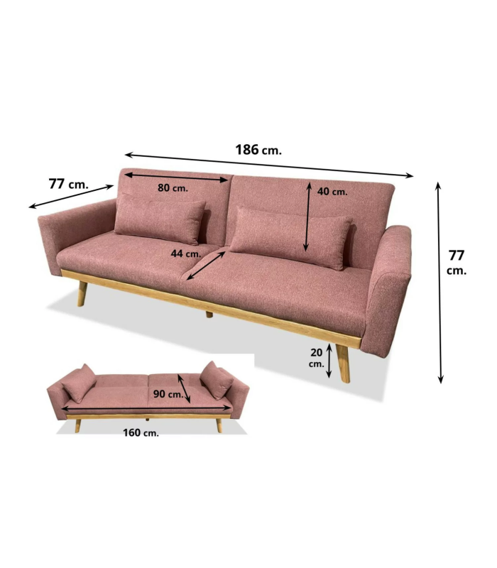 HM-ACTUALLY Sofas cama Sofá cama modelo Ibiza tapizado rosa