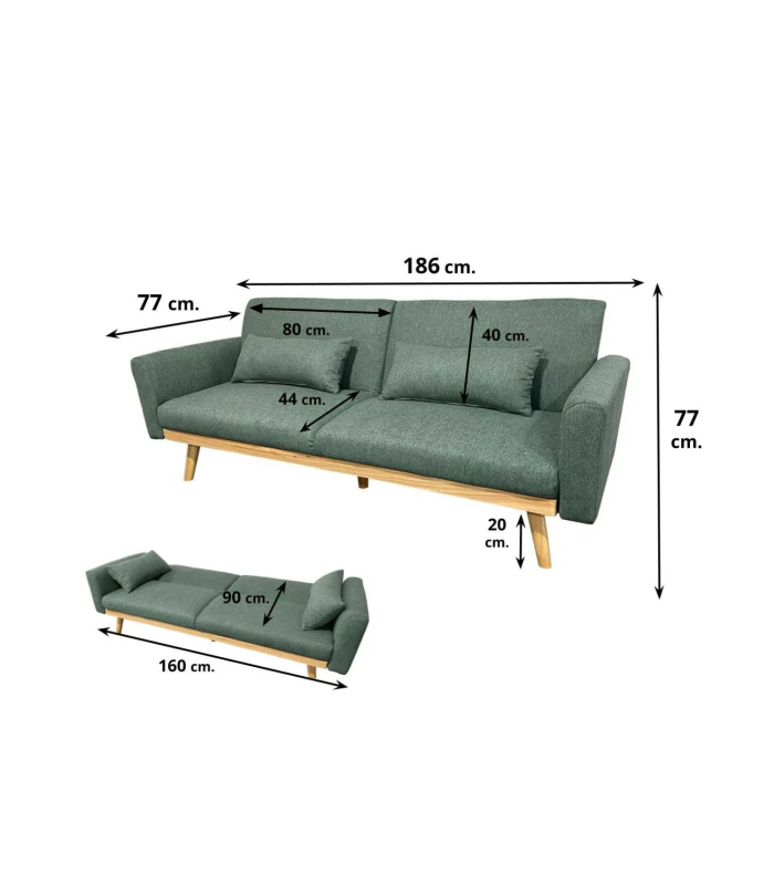 copy of Sofa bed click tap model Fox grey fabric.