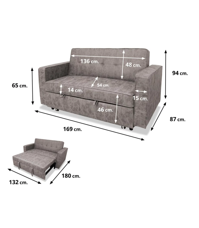 copy of Sofa bed click tap model Fox grey fabric.