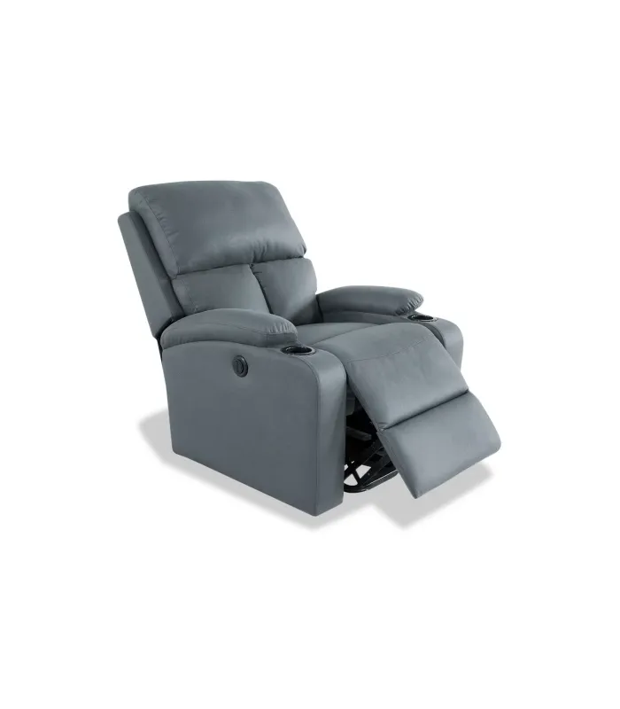 Sillón relax eléctrico tapizado en gris