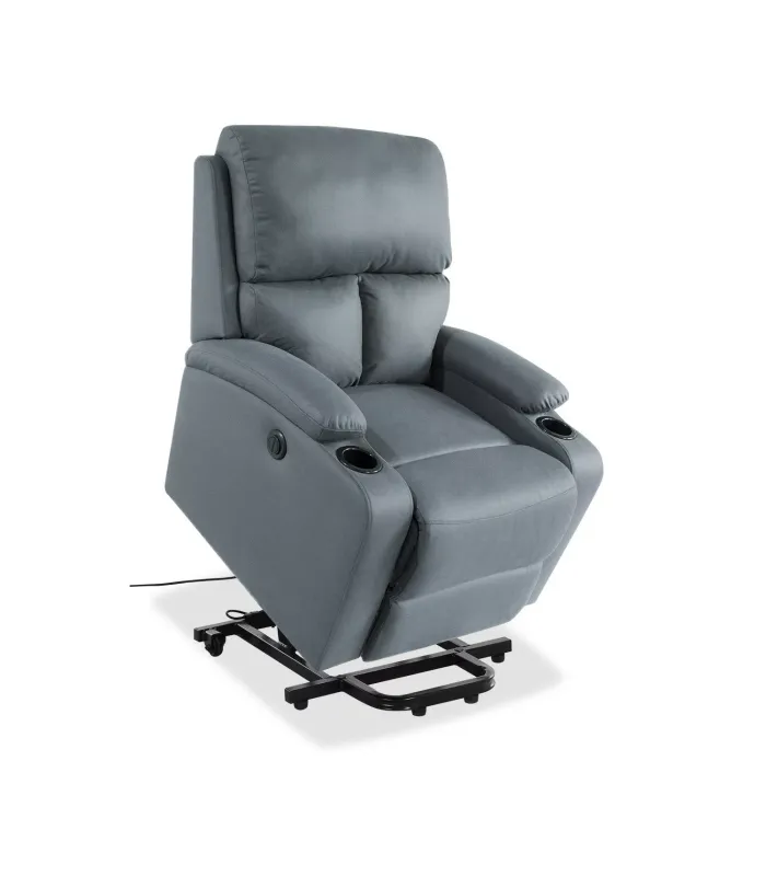 Sillón relax eléctrico tapizado en gris