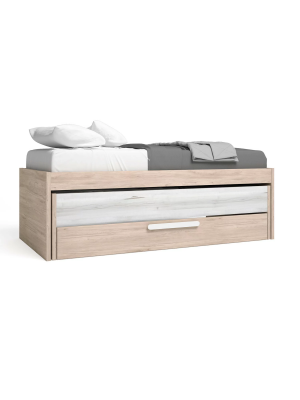Cama compacta Flash en roble sahara/blanco, 62cm alto