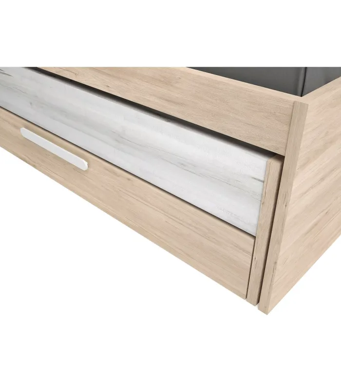 Cama compacta Flash em carvalho/branco, 62x202x98cm