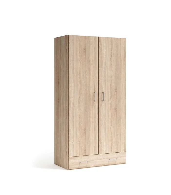 Armario 2 puertas y 1 cajón roble cambrian 197x99x51cm