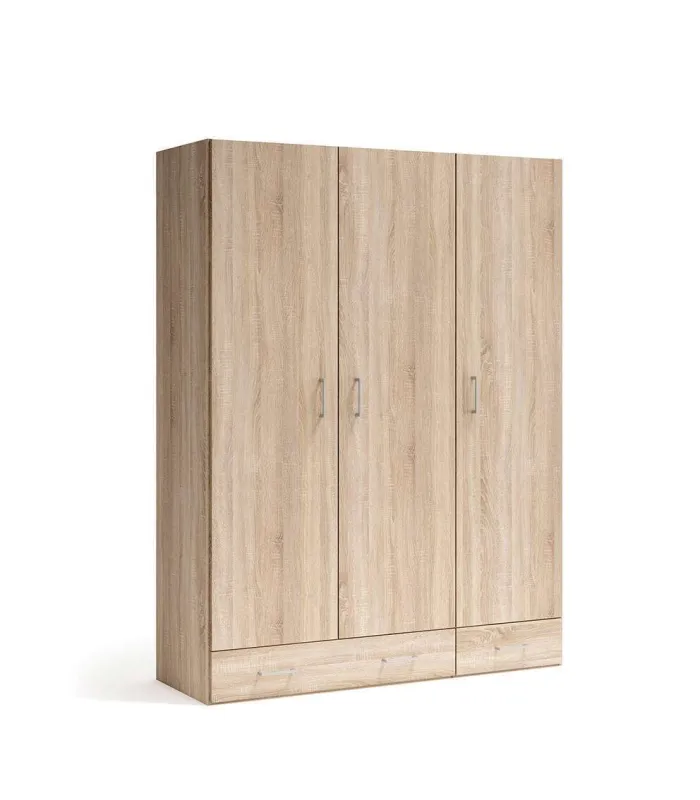 Armario 3 puertas abatibles roble cambrian 197x148x51cm