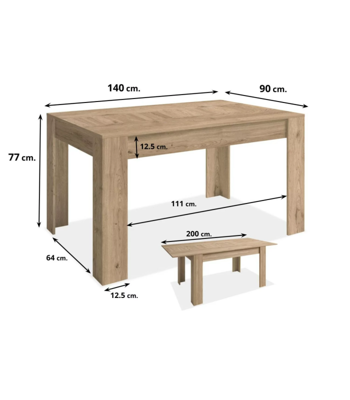 HM-ACTUALLY Mesas de salon Mesa comedor Bass extensible acabado